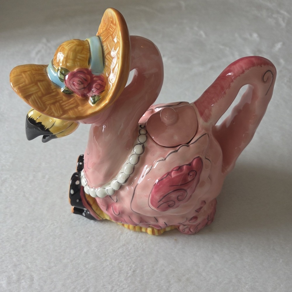 Blue Sky‎ Pink Teapot Precious Flamingo Unique Collectable Heather Goldminc Gift
